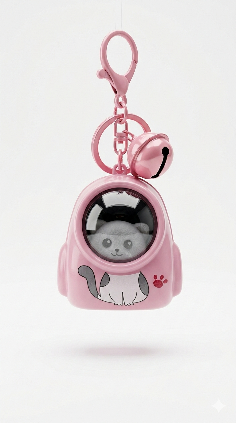 Mini Cat LED Backpack Keychain – Cute Glow Light Charm with Bell | Premium Kawaii Collectible