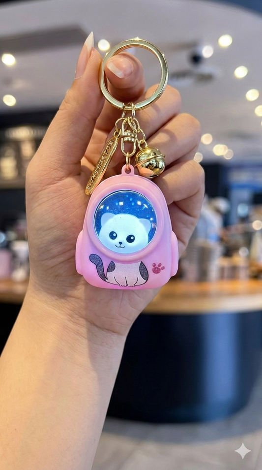 Mini Cat LED Backpack Keychain – Cute Glow Light Charm with Bell | Premium Kawaii Collectible