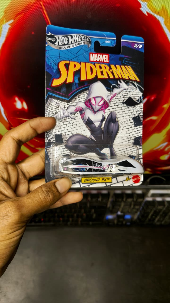 Hot Wheels Marvel Spider-Man Ground FX – Silver Series Die-Cast Car | Superhero Edition